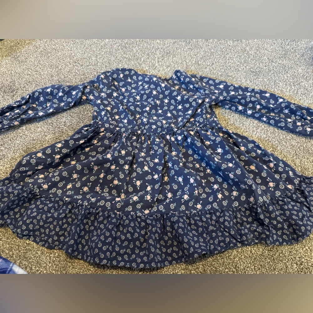 Navy Floral Carter’s Dress Peasant 24 months 24m 100% viscose long sleeve FLAW - Picture 11 of 14